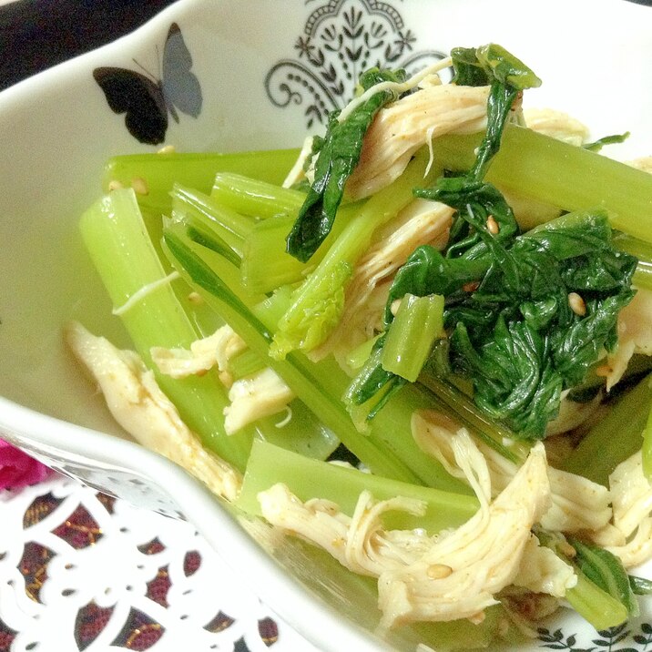 カレー風味♡小松菜と鶏ささみの小鉢